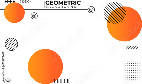 Modern Geometric Background with Orange Circles, Stripes, and Dots.