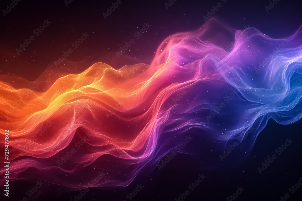 wallpaper illustration of colorful lines forming waves with abstract patterns on white & black background, Artificial Intelligence