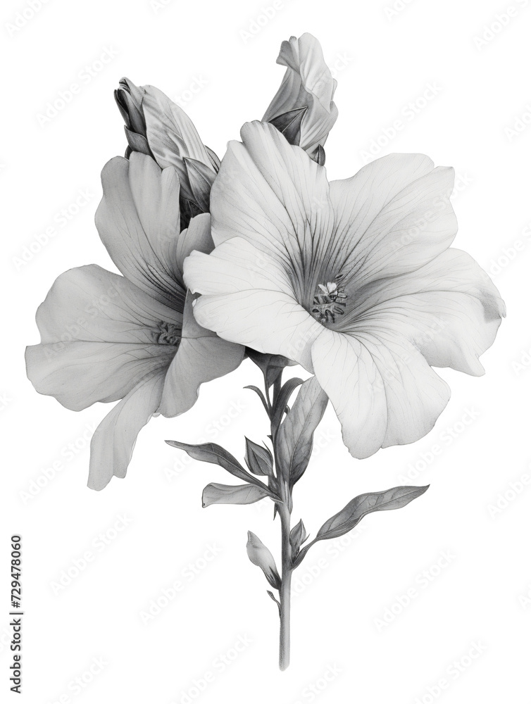 Obraz premium Delicate hand-drawn pencil sketches of flowers