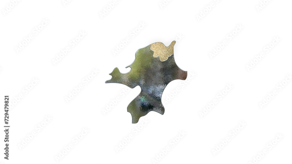 Fototapeta premium [アルファチャンネル]北九州の地形を強調する福岡県の3D平衡投影図形