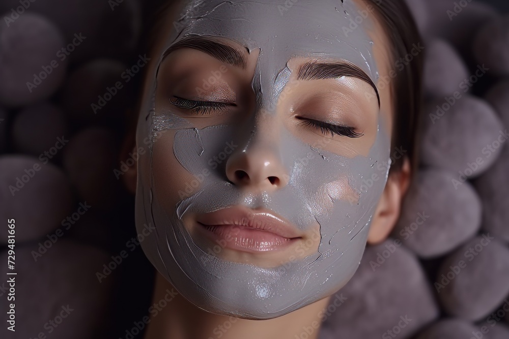 Spa facial mask application. Spa beauty organic facial mask application at day spa salon Spa facial mask application. Spa beauty organic facial mask application at day spa salon
