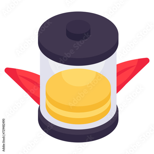 A isometric design icon of battery cell