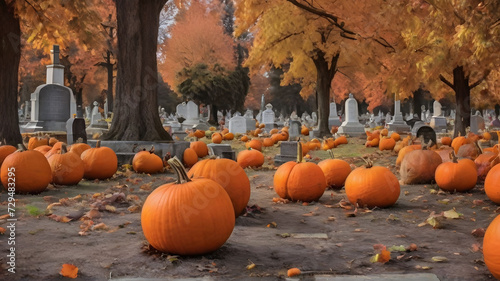 Pumpkins on the cemetery