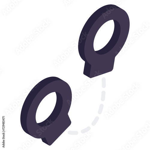 An isometric design icon of handcuffs 