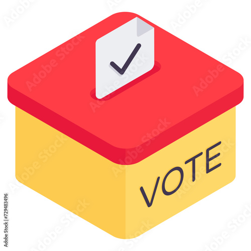 Conceptual isometric design icon of ballot box