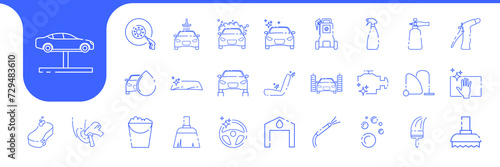 car wash equipment lines icon collection design vector