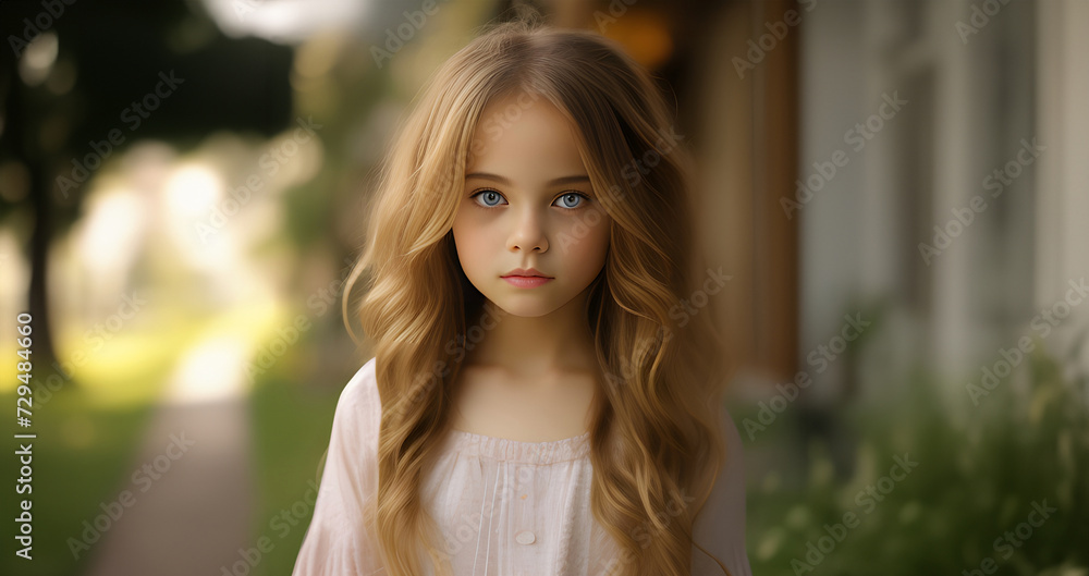 Cute little girl. Pretty kid girl face. Portrait of adorable child. Summer outdoor activities for children. Child smiles and enjoys summer. Funny face. Portrait of a smiling little child girl. Cute little girl. Pretty kid girl face. Portrait of adorable child. Summer outdoor activities for children. Child smiles and enjoys summer. Funny face. Portrait of a smiling little child girl.
