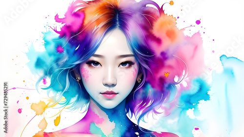Portrait of a beautiful girl with colorful hair. Fashion art © iLegal Tech