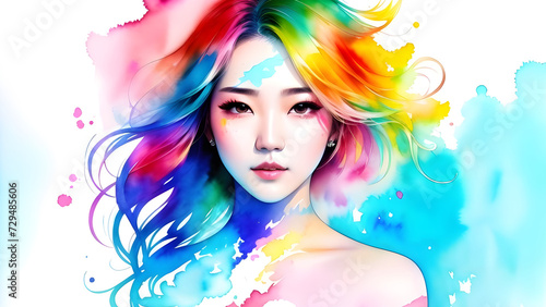 Portrait of a beautiful girl with colorful hair. Fashion art © iLegal Tech