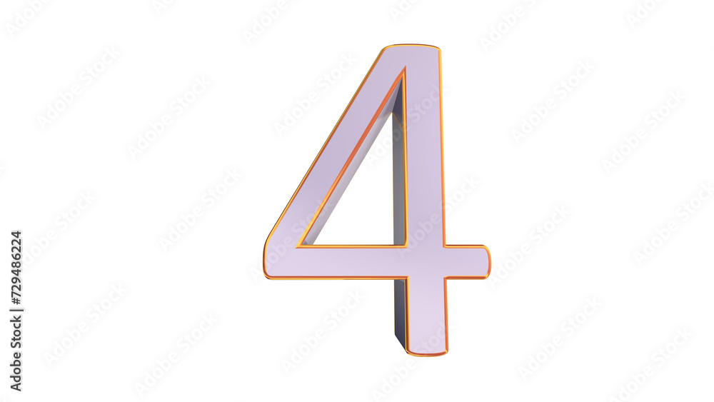 Obraz premium White gold 3d number 4