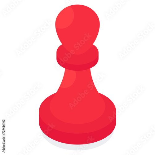 Strategy game icon, isometric design of chess pawn