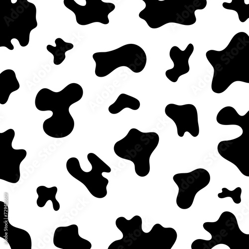 Vector black cow print pattern animal seamless. Cow skin abstract for printing, cutting, and crafts Ideal for mugs, stickers, stencils, web, cover, wall stickers, home decorate and more.