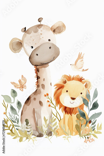 Watercolor animal for kids