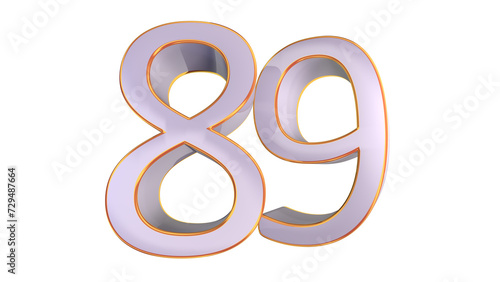 White gold 3d number 89