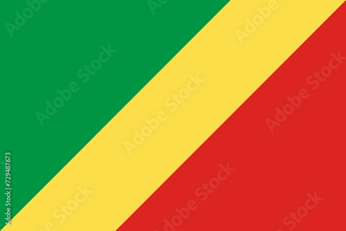 The official current flag of Republic of Congo. State flag of Congo. Illustration.