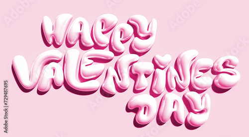 Happy Valentine's Day cute soft pink Poster or banner with cute font, sweet hearts. Promotion and shopping template or background for Love and Valentine's day concept (ID: 729487695)