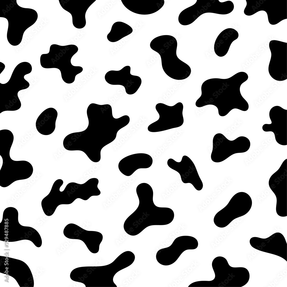 Black cow print pattern animal seamless. Cow skin abstract for printing, cutting, and crafts Ideal for mugs, stickers, stencils, web, cover. wall stickers, home decorate and more.
