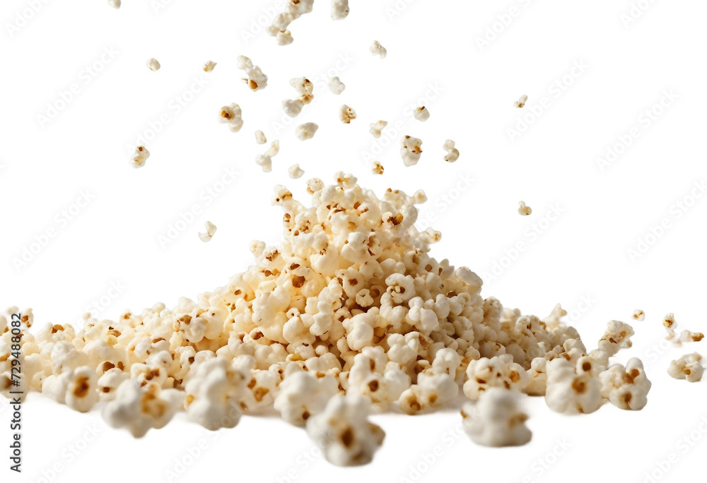 Falling popcorn isolated on white background Falling popcorn isolated on white background