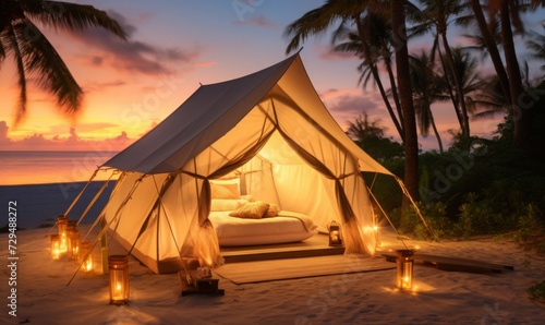 A luxurious beachfront tent 