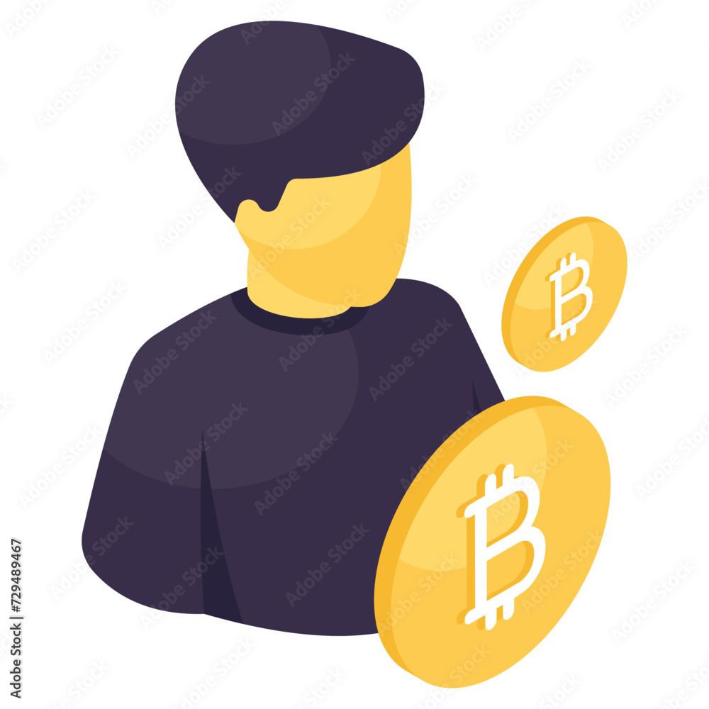 Creative design icon of bitcoin investor Creative design icon of bitcoin investor