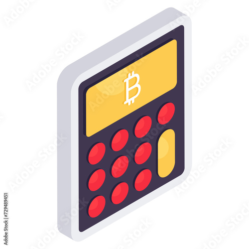 Btc with cruncher denoting concept of bitcoin calculation  photo