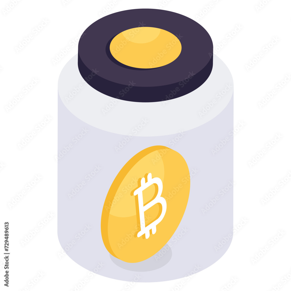 A unique design icon of bitcoin jar A unique design icon of bitcoin jar