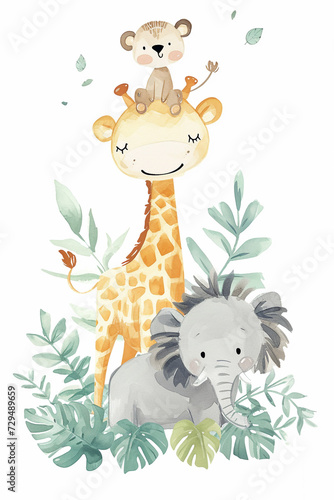 Watercolor animal for kids