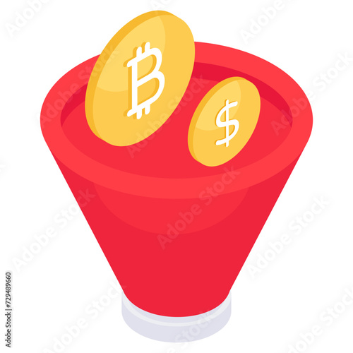 An icon design of bitcoin filtration 