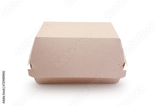 Cardboard burger box isolated on white. © Dmitriy Kazitsyn