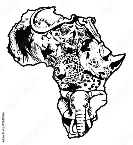 Big 5 Africa Continent Vector - Laser Engraver Ready File