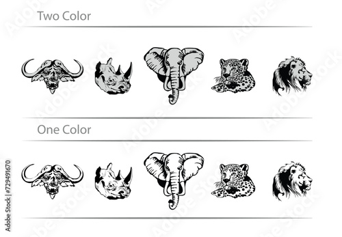 Big 5 Animal Collection Vector - Laser Engraver Ready File