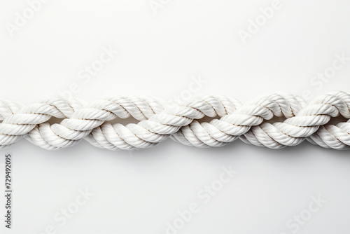 close up of white rope on white background with copy space for text