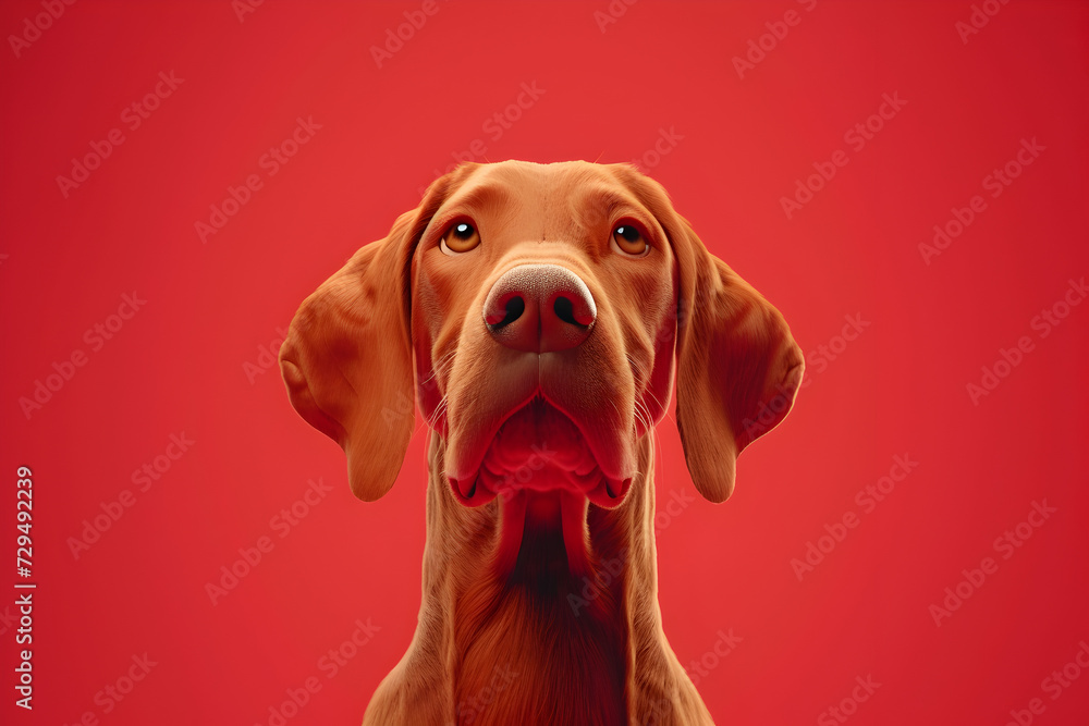 ute Hungarian Vizsla, showing only its head, cute and cute expression