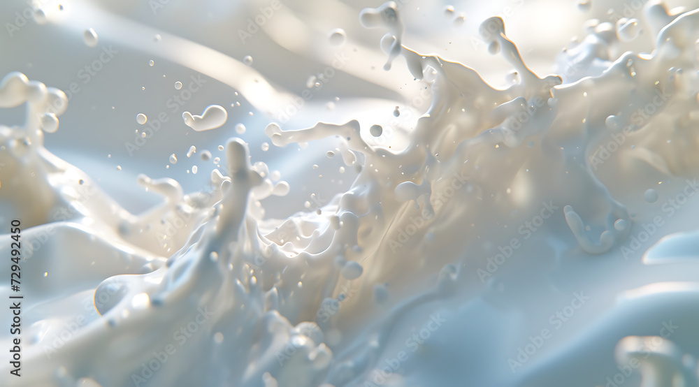abstract close up of a milk splash in - obrazy, fototapety, plakaty 