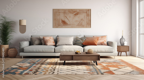 A decorative throw rug with a Moroccan inspired patte photo