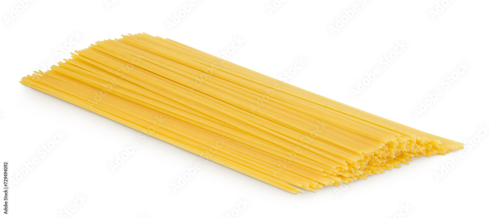 uncooked spaghetti or yellow pasta isolated on white background uncooked spaghetti or yellow pasta isolated on white background