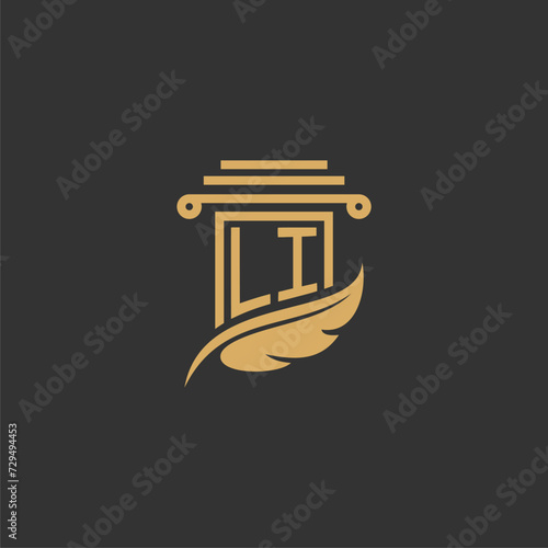 LI Initials Law Firm Logo Design Lawyer Justice Attorney Law Logo Vector