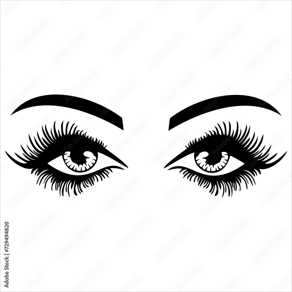 Beautiful female eyes with long black eyelashes. Beautiful female eyes with long black eyelashes.