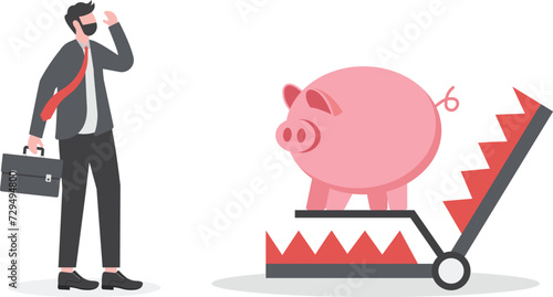 Financial mistake, investment risk and money loss in economic crisis or robbery and fraud concept, 
