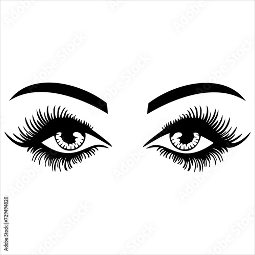 Beautiful female eyes with long black eyelashes.