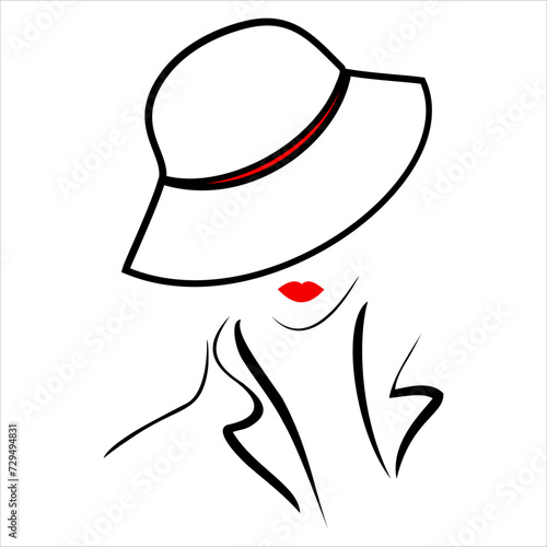 Wallpaper Mural  Vector illustration of a woman. Woman with black hats. Fashion contour. Model of a girl. Torontodigital.ca