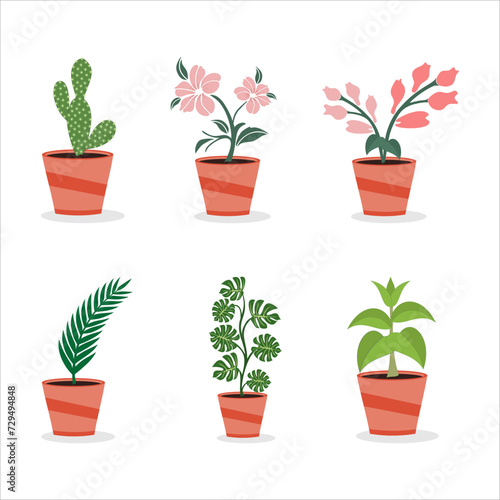 Wallpaper Mural  Cartoon cute flower in flower pot. Vector illustration. Torontodigital.ca
