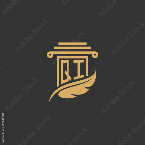 QI Initials Law Firm Logo Design Lawyer Justice Attorney Law Logo Vector