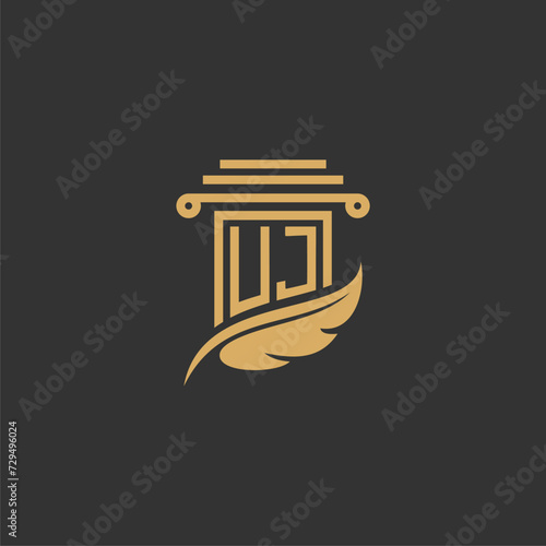 UJ Initials Law Firm Logo Design Lawyer Justice Attorney Law Logo Vector photo