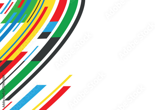 Rainbow stripes on a light background, vector illustration. Template with text for flyer design, Olympics.