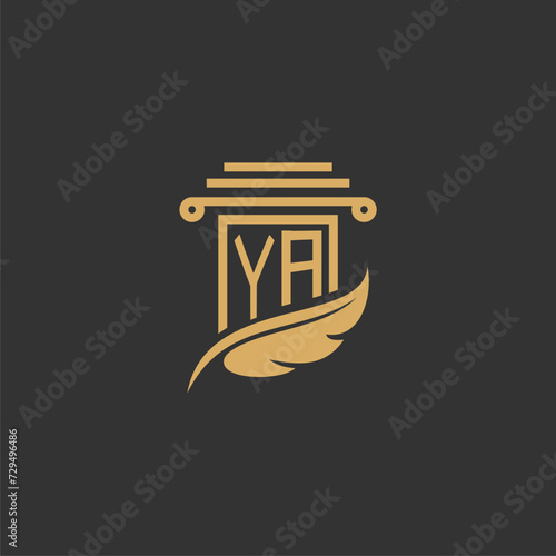 YA Initials Law Firm Logo Design Lawyer Justice Attorney Law Logo Vector