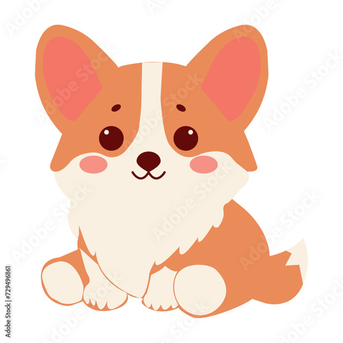 Corgi dog vector cartoon illustration. Cute friendly welsh corgi puppy, isolated on white background