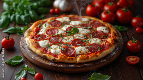 italian salami mozzerella pizza photo