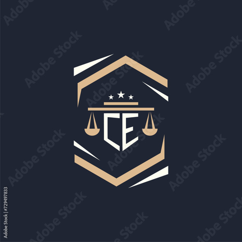 CE Initials Law Firm Logo Design Lawyer Justice Attorney Law Logo Vector