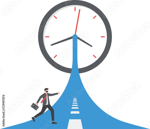 Business competing against time. business man challenge on the road.

